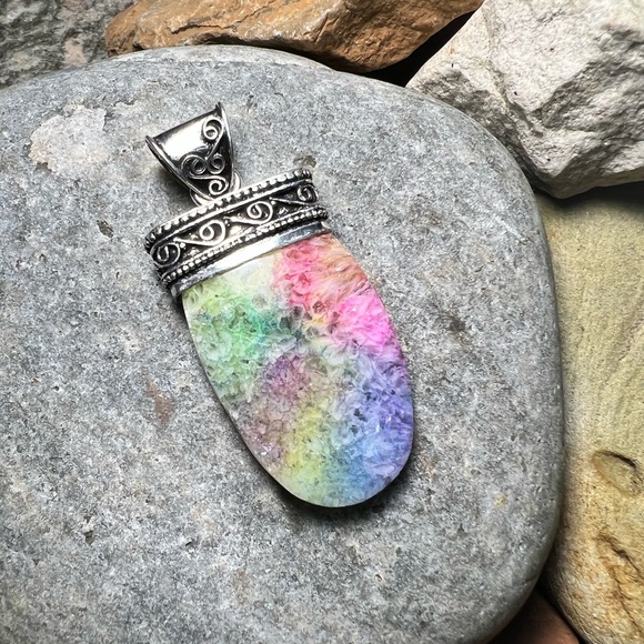 Hand Crafted Jewelry - Rainbow solar quartz pendant
